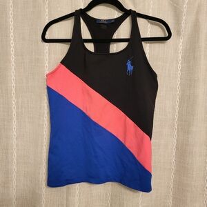 Polo Ralph Lauren 2015 US Open Color Block Racerback Tank Black Pink Blue M